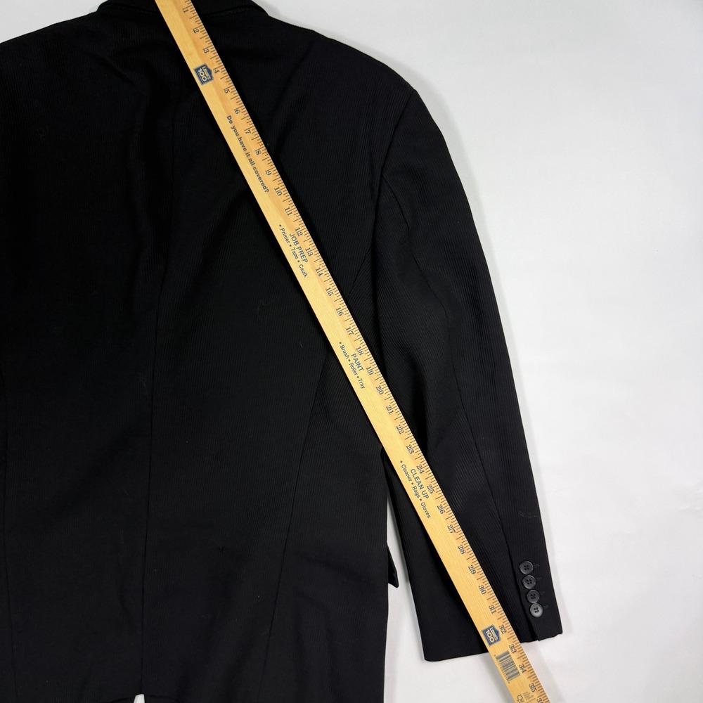 Vintage Calvin Klein Mens 48R Blazer Black Textured Ribbed Wool 3 Button USA - Picture 10 of 12